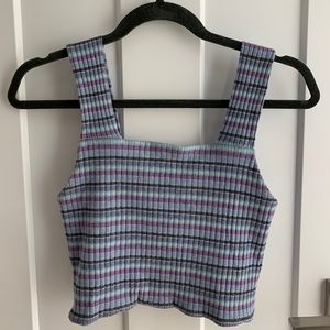 Striped Square-Neck Crop Tank